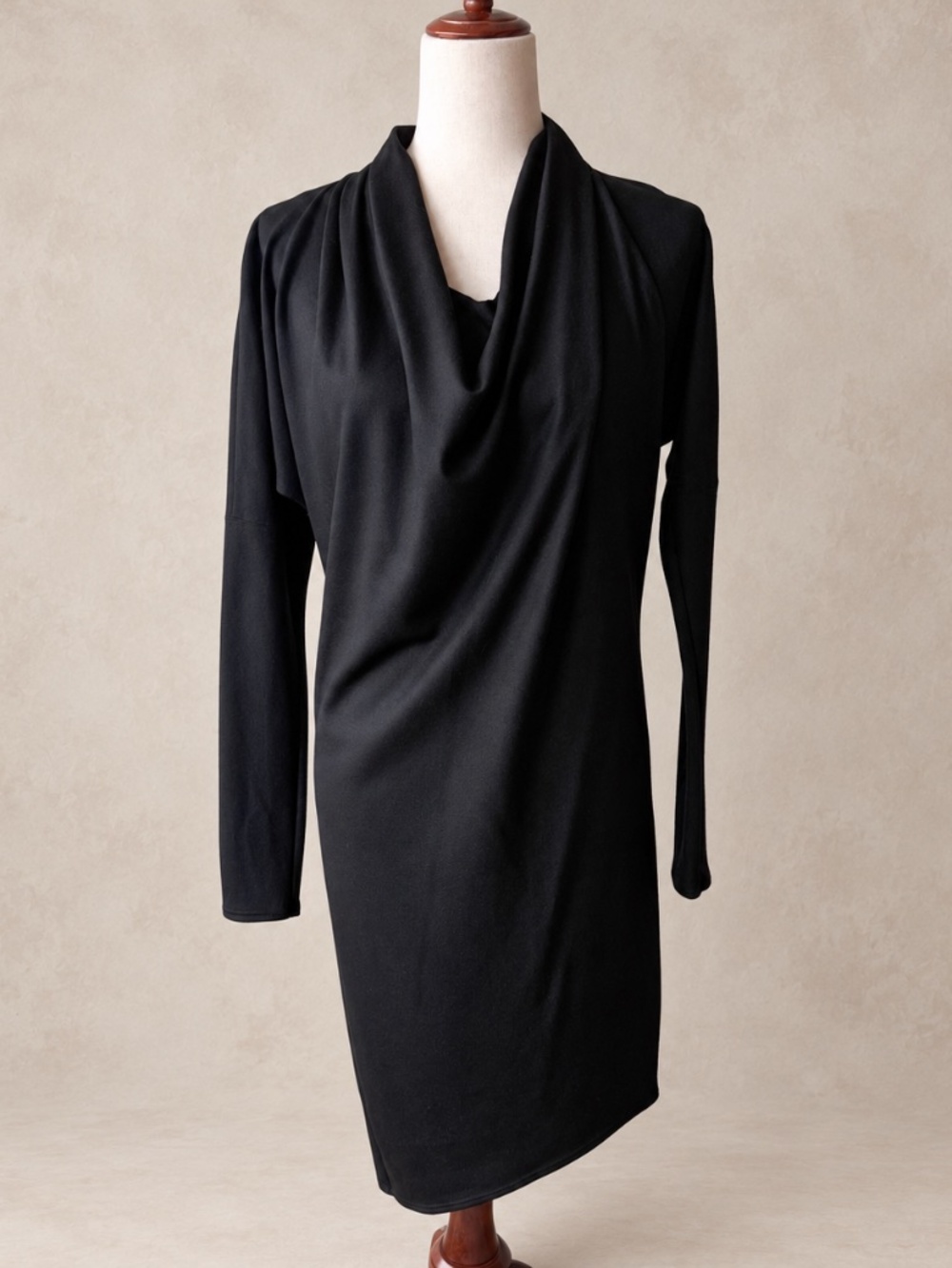 Helmut Lang black wool drape dress, size S